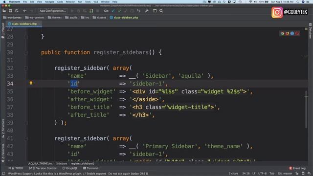 #49 Register Sidebar In WordPress | sidebar wordpress tutorial смотреть онлайн