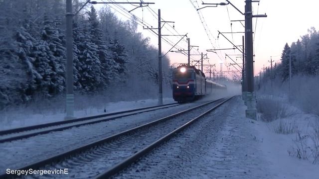 Электровоз ЧС7 с поездом № 21 Москва - Прага смотреть онлайн