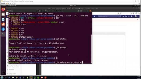 Git rebase to master example
