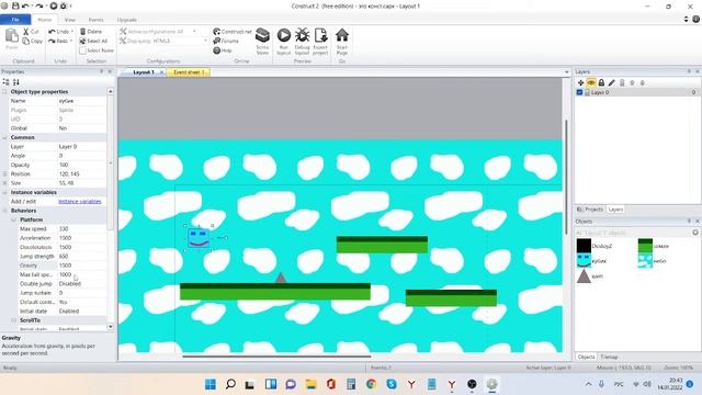 Программирование крутой игры на Construct 2. 2 - я часть. смотреть онлайн