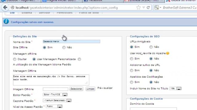 Curso de Joomla 2.5.6 - Aula 06 - Configurações Globais смотреть онлайн