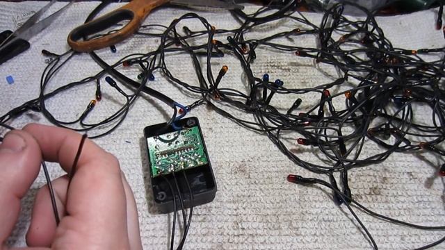 Ремонт гирлянды (обрыв всех пяти проводов)