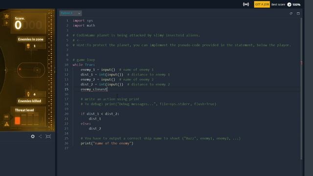 CodinGame Python - E1 Onboarding смотреть онлайн