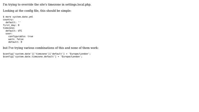 Drupal: How to override the system timezone in settings.php? смотреть онлайн