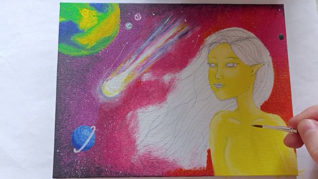 Космос🌌, рисую космическую девочку (акрил) смотреть онлайн