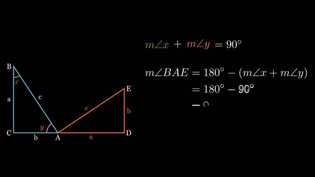 Derivation of Pythagorean Theorem using Animation | Animation with Python Manim | Math Animation смотреть онлайн