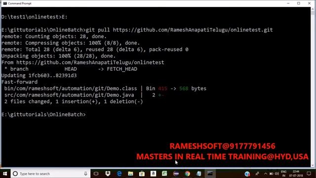PULL COMMAND IN GIT||GIT TUTORIALS||GIT COMMANDS||GIT BY RAMESHSOFT смотреть онлайн