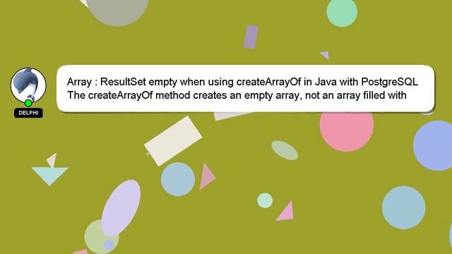 Array : ResultSet empty when using createArrayOf in Java with PostgreSQL смотреть онлайн