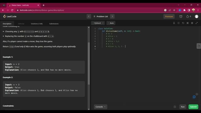 1025. Divisor Game with pythonn | Best Explanation | Leetcode with Python смотреть онлайн