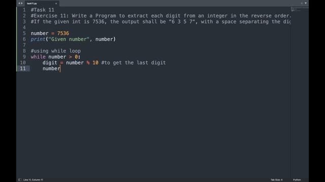 Day 11 | Python 30 Days of Code Challenge | extract digit | integer | reverse order | space sep | смотреть онлайн