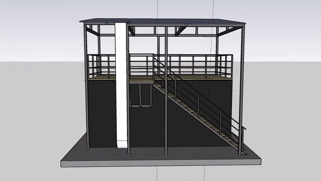 Эскиз навеса с лестницей и ограждением.