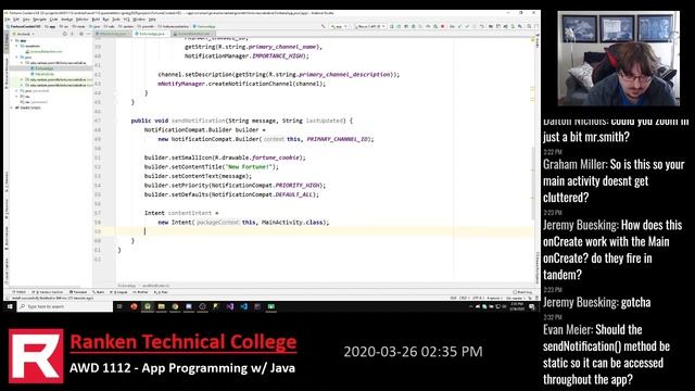 Fortune Cookie LIVE Example w/ JobScheduler and Volley - AWD 1112 Spring 2020 смотреть онлайн
