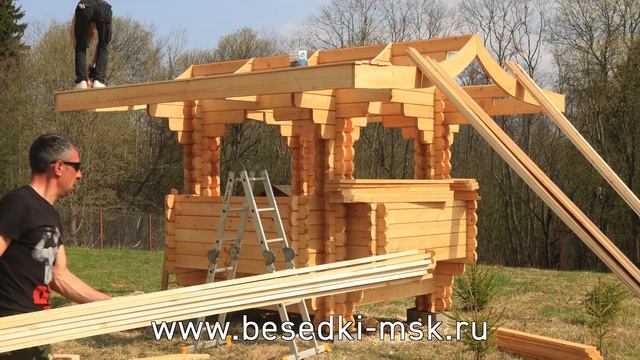 Сборка беседки из мини-бруса 
