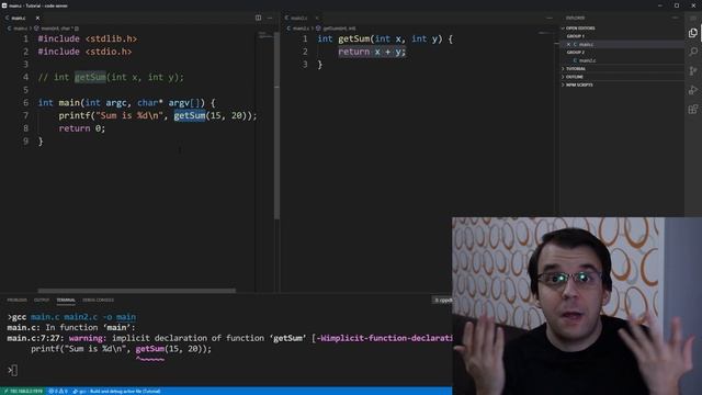 Sharing functions between files in C смотреть онлайн