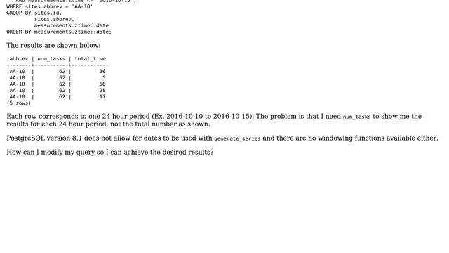 How can I obtain continuous results with a PostgreSQL query? смотреть онлайн
