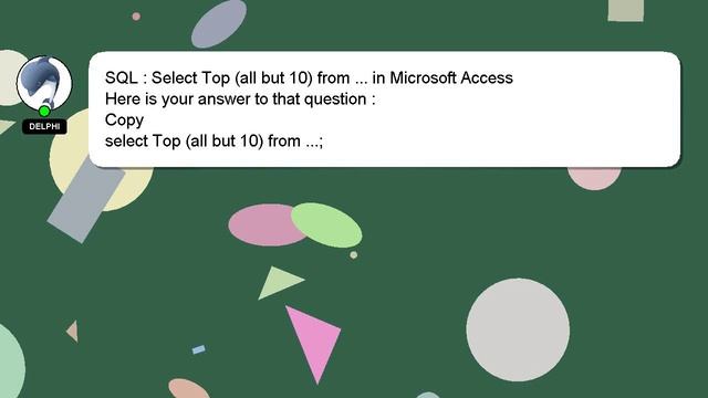 SQL : Select Top (all but 10) from ... in Microsoft Access смотреть онлайн