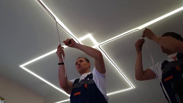 Световые линии/Монтаж натяжного потолка со световыми линиями часть 2 смотреть онлайн