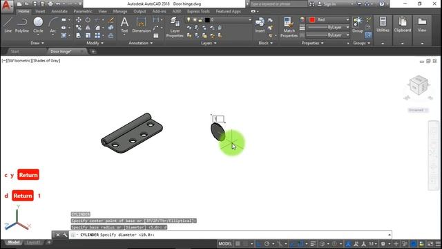 3D door hinge in AutoCAD смотреть онлайн