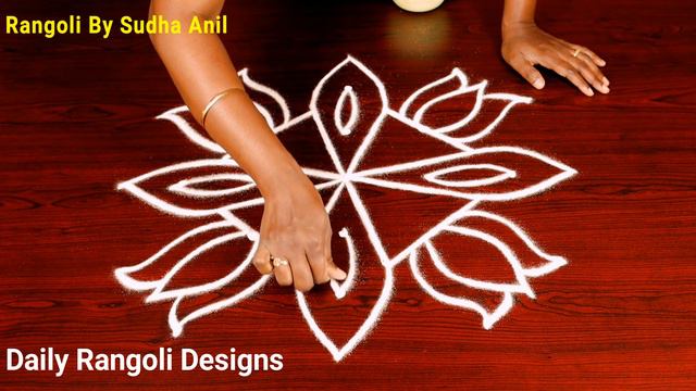 5*1 Dots Muggulu | Easy Daily Kolam | Daily Rangoli Designs | Simple Lotus Rangoli Sudha Anil смотреть онлайн