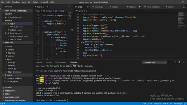 8. NodeJS, ExpressJS and EJS : Show success and error message using expressjs flash message смотреть онлайн