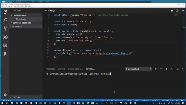 COMP125 - S2018 - Lesson 12 - Part 2 - Intro to NodeJS - Part 1 смотреть онлайн