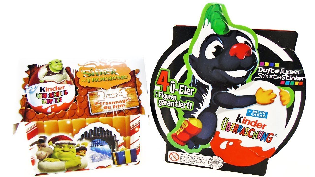 Раритетные Киндер Сюрпризы #28 Классные 4-ки ШРЕК 3 и СКУНСЫ! TOYS SHREK Kinder Surprise unboxing смотреть онлайн
