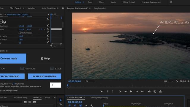 AUTOMATIC MOTION TRACKING IN PREMIERE PRO - track like in After Effects with Mask To Transform смотреть онлайн