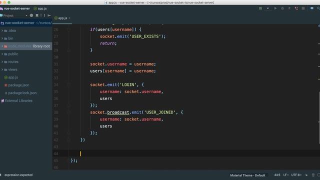 Vuejs 2 y Socket.IO: 09 Programar los eventos del servidor, login, logout y mensajes del chat смотреть онлайн