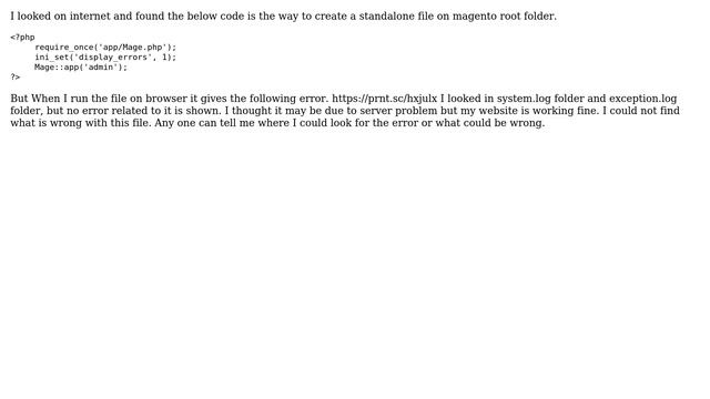 Magento: magento 1.9 Standalone php file on root folder not working смотреть онлайн