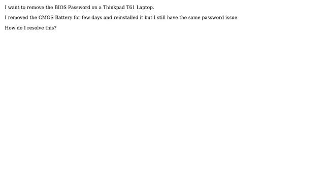 How do I remove the BIOS password on a Thinkpad T61? смотреть онлайн