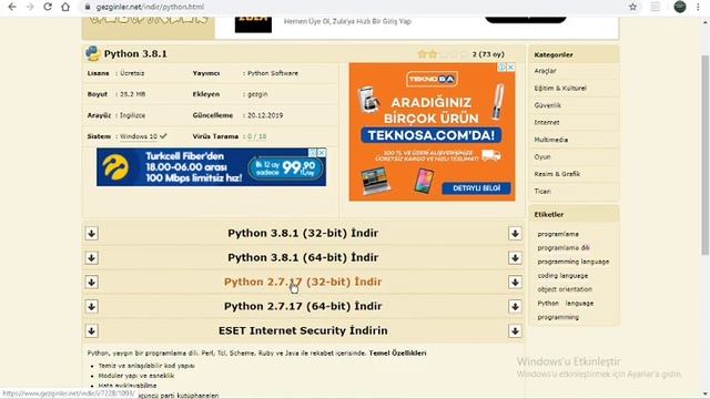 Python'u Bilgisayar ve Telefona kurma смотреть онлайн