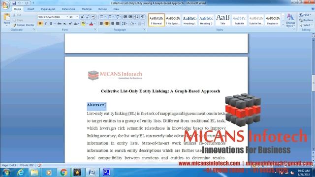 Collective List Only Entity Linking A Graph Based Approach- IEEE PROJECTS 2018 смотреть онлайн
