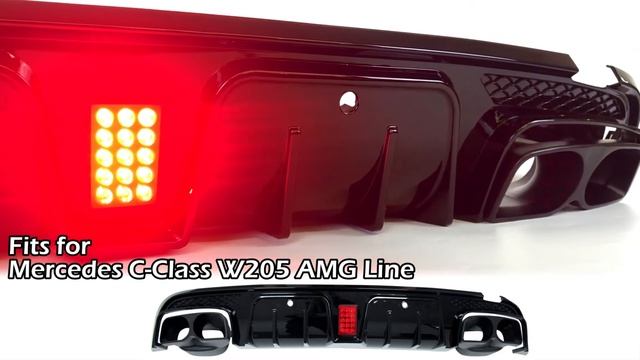 Autunik.com - Mercedes W205 Sedan C300 C43 AMG Sport Bumper Diffuser w/ Exhaust Pipe Muffler Tips смотреть онлайн