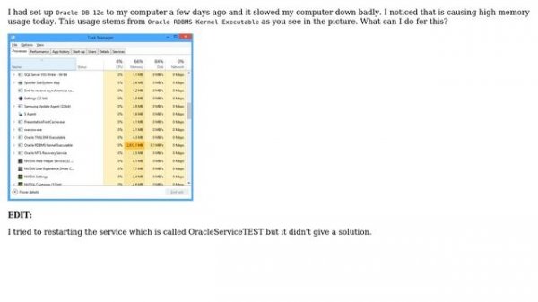 How to prevent high memory usage for Oracle RDBMS Kernel Executable?