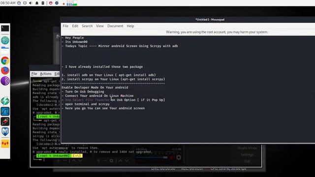 Mirror android Screen Using Scrcpy with adb смотреть онлайн