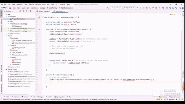 Making phone call in Android Studio using Call Intent in Android Studio | Kotlin | смотреть онлайн