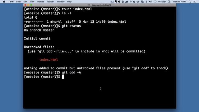 Section 1.3: “Our first commit” from Learn Enough Git to Be Dangerous смотреть онлайн