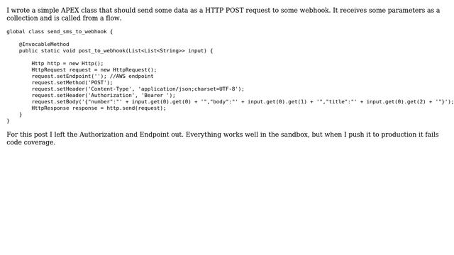 Salesforce: Custom APEX HTTP POST class fails to pass code coverage смотреть онлайн