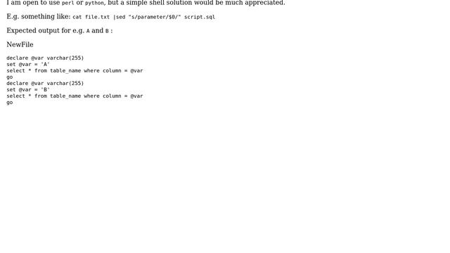Use a list of strings to replace a sql parameter printing the whole file for each replacement смотреть онлайн