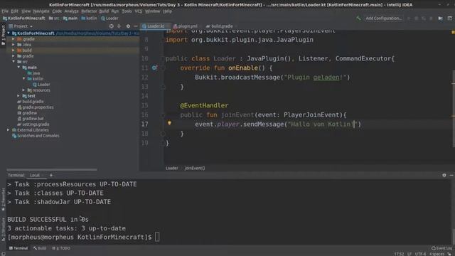 Minecraft Plugins mit Kotlin schreiben Tutorial #2 - Spieler grüßen mit Events смотреть онлайн
