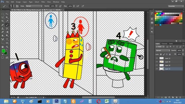 Numberblocks 4 Stuck in Wrong Restroom without toilet paper - Numberblocks fanmade coloring story смотреть онлайн