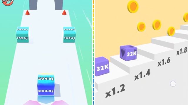 Jelly Run 2048 Vs Merge Jump 2048 - 2048 Jelly Game Videos Gameplay Walkthrough New Update Level #1