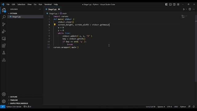 Making the simplest terminal game with Python that the player moves around in 20 lines! смотреть онлайн