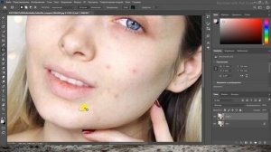 Убрать дефекты и прыщи на коже быстро в Фотошопе / Adobe Photoshop Tutorial