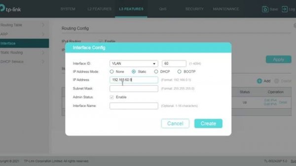 Настройка интерфейса TP-Link TL-SG2428P