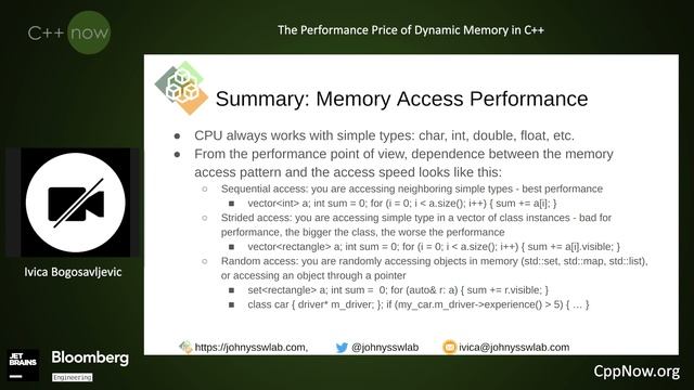 The Performance Price of Dynamic Memory in C++ - Ivica Bogosavljevic - [CppNow 2021] смотреть онлайн