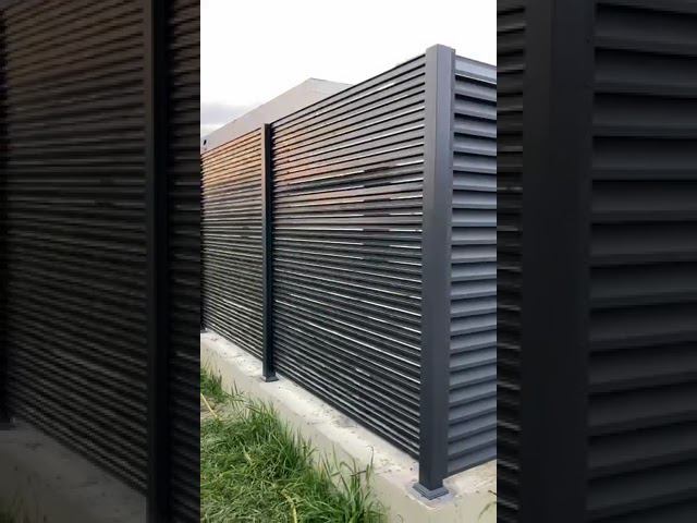 Забор еврожалюзи Royal + ранчо Mini. Стальной бархат. Ral 7024. смотреть онлайн