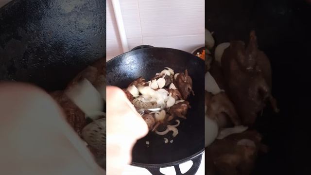 Дикие голуби тушеные в казане #shorts смотреть онлайн