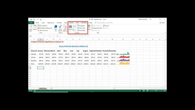 For Your Dashboard: A Sparkline (Chart in a Cell) that changes with a Drop List (Downloadable File) смотреть онлайн