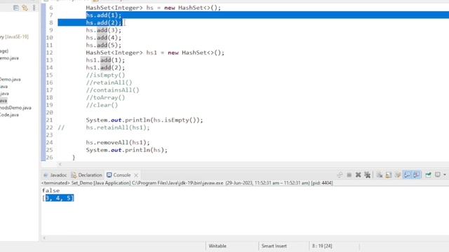HashSet | Part 2 | isEmpty() retainAll() containsAll() toArray() clear() #javacollections смотреть онлайн